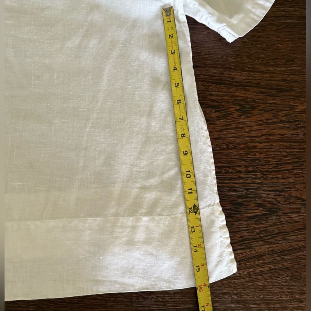 Flax White Linen top Oversized Boxy Short Sleeve Blouse - Picture 8 of 10